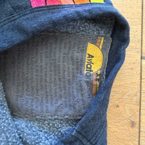 Aviator Nation Dark Blue cropped sweatshirt with Multicolor Stripes - Picture 2 of 2